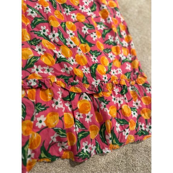 Draper James Taylor Smocked Dress in Pink With Oranges And Flowers Size XL W/ Po - Picture 7 of 12